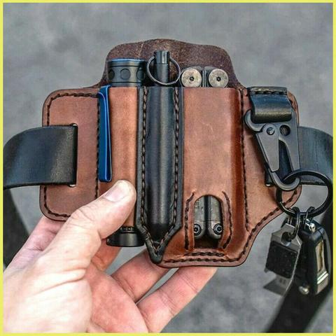 Pochette fourreau en cuir multi-outils, sac de ceinture de rangement pour Camping ► Photo 1/5