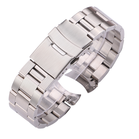 Bracelet de montre en acier inoxydable, 20mm 22mm, en métal, avec extrémité incurvée, argent noir, pour hommes et femmes ► Photo 1/6