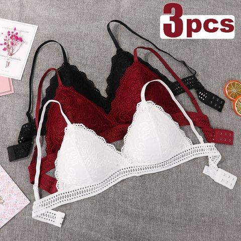 Soutien-gorge en dentelle française Sexy V profond Triangle tasse sans couture sans fil soutien-gorge Lingerie sous-vêtements minces doux Push Up femmes filles Bralette ► Photo 1/6