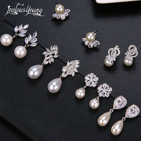 Tous les types de mode Imitation perle boucles d'oreilles avec zircon cubique élégant femmes boucles d'oreilles de mariage pour mariée inde bijoux ► Photo 1/6