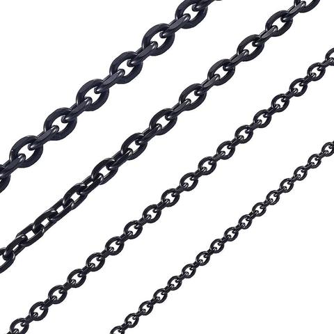 Collier ovale en acier inoxydable pour femmes et hommes, fantaisie, 2/2/, 4/3/4/5mm, chaîne cubaine, ton noir, à la mode ► Photo 1/5