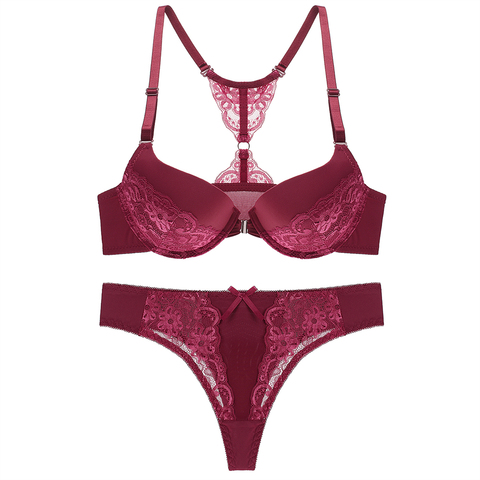 Soutien-gorge Sexy en dentelle, fermeture sur le devant, à bretelles en Y, ensemble Floral, Push up, confortable, pour filles, ensemble de sous-vêtements ► Photo 1/6