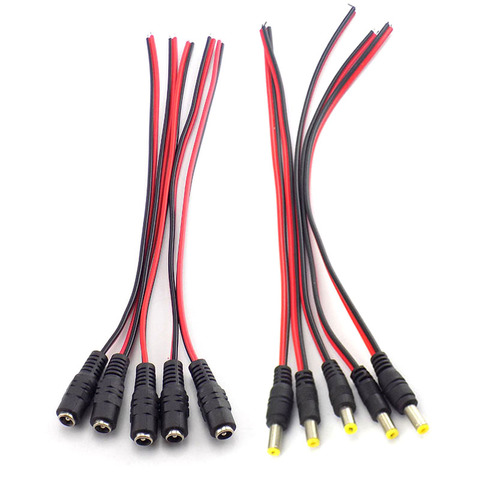 Câble d'alimentation mâle femelle DC 12V 24V, 10 pièces, connecteurs de fil, adaptateur Jack pour caméra CCTV, bande lumineuse led ► Photo 1/3