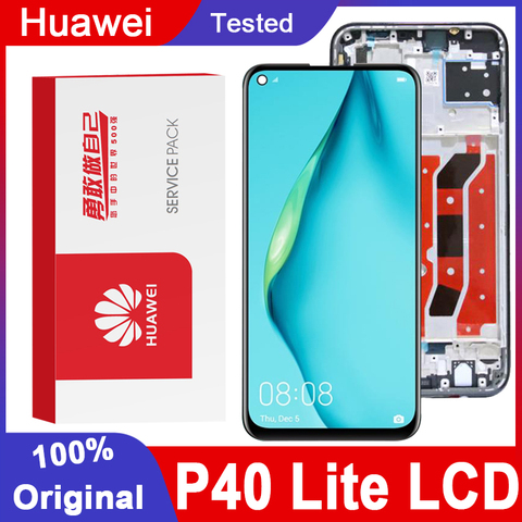 Original testé 6.4 ''remplacement d'affichage avec cadre pour Huawei P40 Lite LCD écran tactile numériseur assemblée pour Nova 6 SE LCD ► Photo 1/6