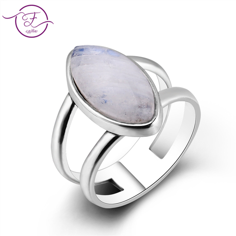 Bijoux en argent Sterling 925 pour femmes, bague oeil de cheval en pierre de lune naturelle, bague de fiançailles pour femmes, anniversaire de fête de mariage ► Photo 1/6