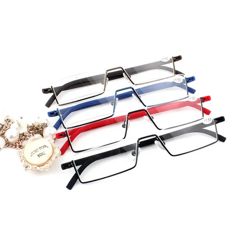 Lunettes de lecture en résine TR90 pour homme et femme, accessoire de mode simple et confortable, demi-monture, presbyte, unisexe, + 100 à + 400 ► Photo 1/6