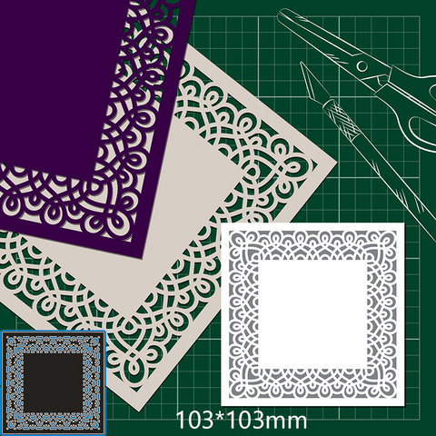 Matrices de découpe en métal et dentelle carrées, 103x103mm, pour cartes, pour bricolage, pochoir de Scrapbooking en papier, modèle d'album artisanal ► Photo 1/1