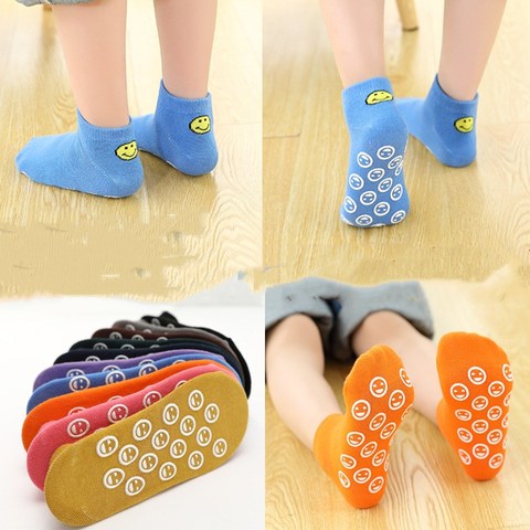 2 paire/lots nouveau sourire chaussettes de sol chaussettes en coton antidérapantes pour enfants intérieur maison ensemble de chaussettes de Yoga pour adultes bébé chaussettes d'éducation précoce ► Photo 1/6