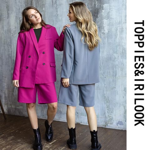 Toppies femmes blazer deux pièces costume ensemble double boutonnage veste blazer 2022 printemps dames costume formel ► Photo 1/6