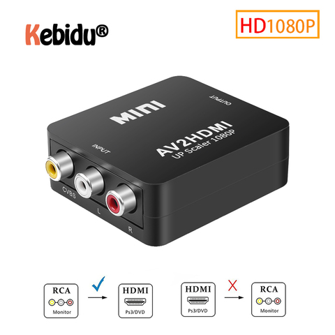 Nouveau Plein HD Mâle Vers RCA Femelle AV À compatibles HDMI Convertisseur Adaptateur Composite CVBS À compatibles HDMI AV2HDMI Convertisseur Audio ► Photo 1/6