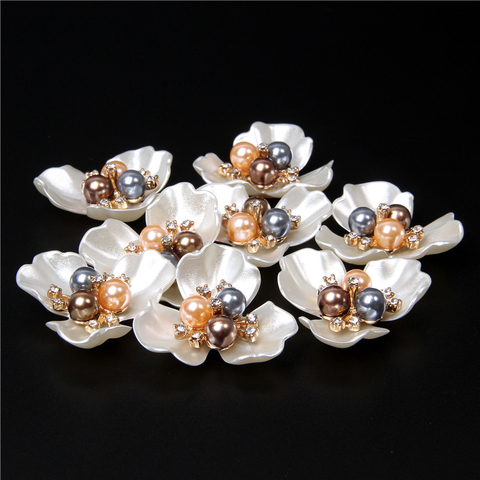 Pendentifs fleurs de perles, pour la fabrication de bijoux, colliers boucles d'oreilles DIY, 10 pièces trois pétales, coquille blanche ► Photo 1/5