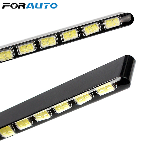 FORAUTO 2 pièces SMD boîtier en aluminium 12 LED s Led bande feux de jour DRL lumière du jour Source 7030 antibrouillard voiture style ► Photo 1/6