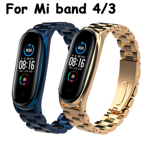 Bracelet en métal pour Xiaomi Mi bande 4 3 5 Bracelets bracelet de montre intelligente pour Mi bande 4 remplacement Pulseira pour Xiomi Mi bande 5 bracelet ► Photo 1/6