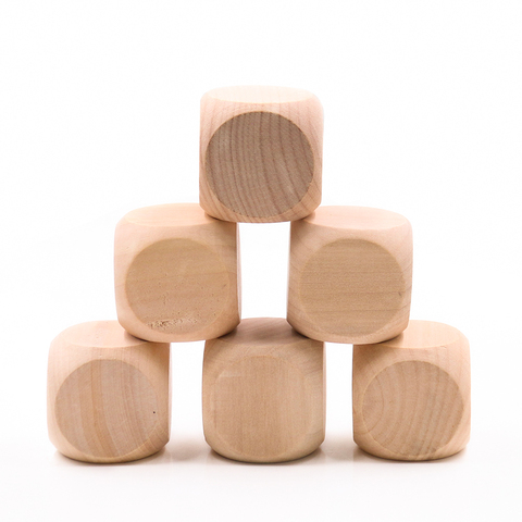 Dés en bois blanc 40mm 6 faces, artisanat bricolage, fête, jeu familial, impression, gravure, jouets pour enfants, Cube, accessoires de divertissement ► Photo 1/6