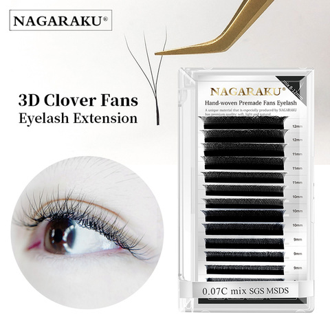 NAGARAKU floraison automatique W forme Bloom 3D préfabriqués Fans Extensions de cils naturel doux lumière cils individuels plein Dense ► Photo 1/6