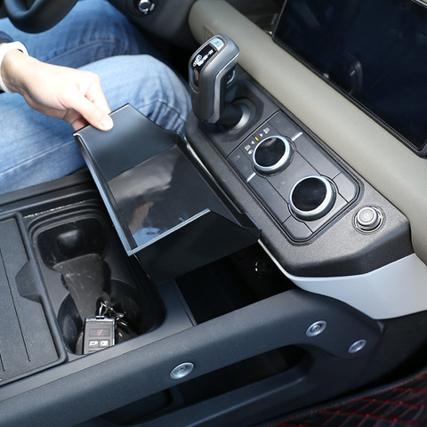 Pour Land Rover Defender 110 2022-2022Car style ABS noir voiture stockage Central accoudoir boîte boîte de rangement téléphone boîte voiture accessoires ► Photo 1/6