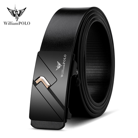 WilliamPolo – ceinture en cuir véritable pour hommes, marque célèbre, qualité supérieure, luxe, sangle avec boucle automatique en métal ► Photo 1/6