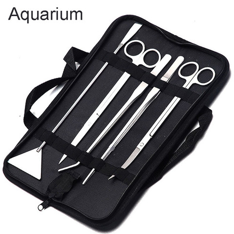 Ensemble d'outils d'aquarium, ciseaux et pinces à plantes, accessoires de nettoyage de pelouse en acier inoxydable, accessoires de réservoir pour plantes et poissons ► Photo 1/6