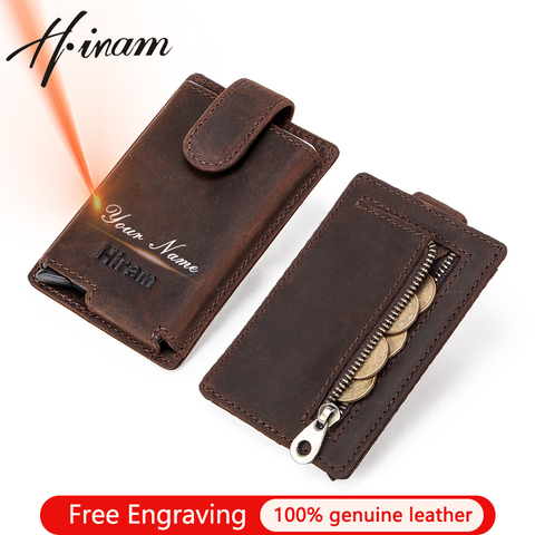 Hiram – portefeuille Vintage en cuir pour hommes, boîte en Aluminium, carte de crédit, petit porte-monnaie RFID ► Photo 1/6