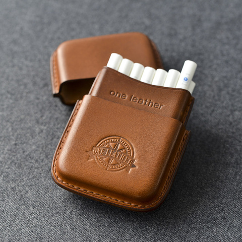 Une boîte à cigarettes en cuir hommes cadeau étui à cigarettes hommes cadeaux couverture de Cigarette fumée tabac pochette en cuir tanné végétal ► Photo 1/6