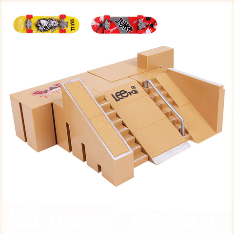 Mini alliage doigt patinage conseil lieu combinaison jouets enfants planche à roulettes rampe piste jouet éducatif ensemble pour garçon cadeaux d'anniversaire ► Photo 1/5