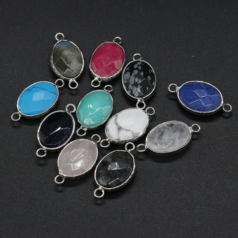 Breloques en pierre Semi-précieuse naturelle, pendentif ovale en cristal à Quartz pour la fabrication de bijoux, accessoires de Bracelet ► Photo 1/6