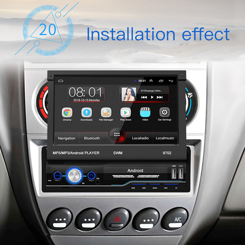 Autoradio MP5 application HD écran rétractable FM IOS Android 8.1 plié écran tactile 1din GPS WIFI Bluetooth AUX caméra de vue arrière ► Photo 1/6