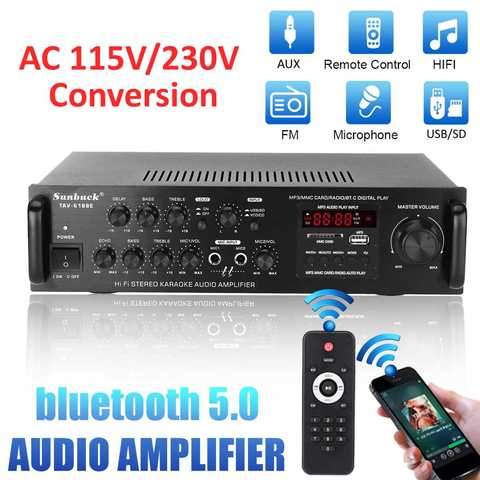 220-240V 2000W sans fil numérique amplificateur Audio bluetooth stéréo karaoké amplificateur 2 micro entrée FM RC Home cinéma amplificateur ► Photo 1/6