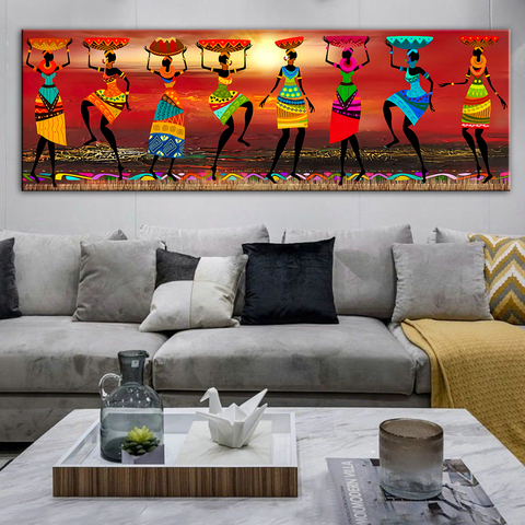 Abstrait africain femme Art toile peintures noir femme danseur toile Art affiches et impressions Art africain mur photo décor à la maison ► Photo 1/5