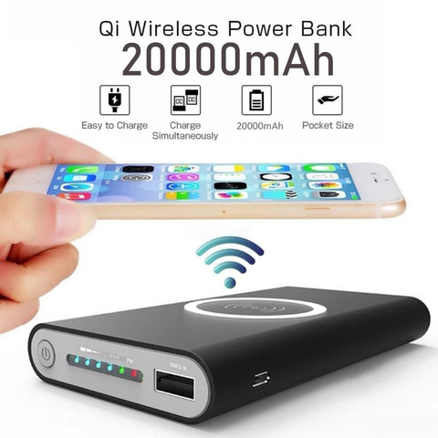 Chargeur Portable sans fil Ultra fin 20000mAh 2,1a, Power Bank à charge rapide pour Samsung iPhone Huawei Xiaomi ► Photo 1/6