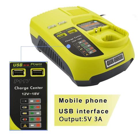 Chargeur de batterie 3A 12V 14.4V 18V pour batterie Rechargeable Ryobi P117 outil électrique ni-cd Ni-Mh Li-Ion P110, P111, P107, P108 ► Photo 1/6