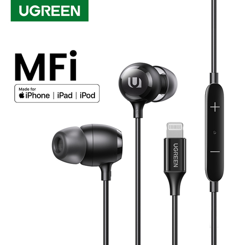 UGREEN casque filaire écouteurs MFi certifié Lightning écouteurs pour iPhone 12 11 8 7 avec Microphone et contrôleur ► Photo 1/6