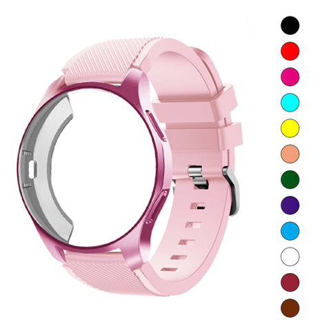 Boîtier en Silicone + bracelet pour Samsung Galaxy montre 46mm 42mm bracelet engrenage S3 frontière bande sport bracelet + protecteur boîtier de montre 42 46mm ► Photo 1/6