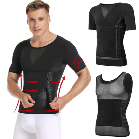 Chemises de Compression pour hommes, vêtements de modelage de l'abdomen, gaine amincissante, Corset réducteur de taille, entraîneur de taille, hauts Slim ► Photo 1/6