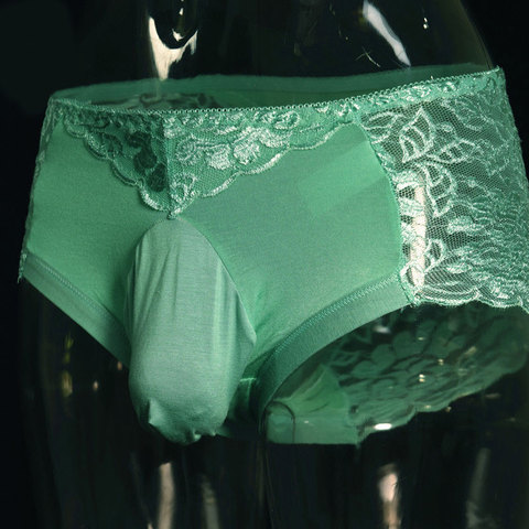 String Sexy en dentelle pour hommes, sous-vêtement en U, convexe, transparent, chaussettes, slip, t-back, couleur bonbon, grande taille F12 ► Photo 1/6