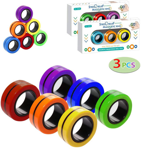 Drôle Fidget Spinner magnétique Bracelet anneau Unzip jouet magique anneau accessoires outils Anti-Stress Figet jouets Stress enfant jouets soulagement ► Photo 1/6