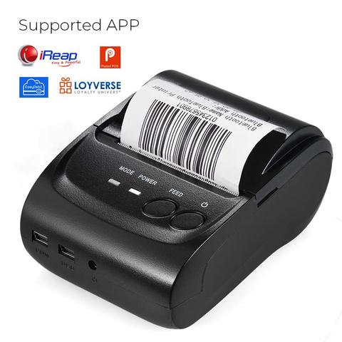 Mini-imprimante thermique sans fil Bluetooth 58mm, tickets de caisse USB, pour Android IOS et Windows ► Photo 1/6