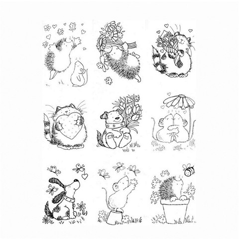 Plusieurs Styles mignon hérisson chat chien souris Transparent clair Silicone timbres pour bricolage Scrapbooking/carte/enfants Fun décor fournitures ► Photo 1/6