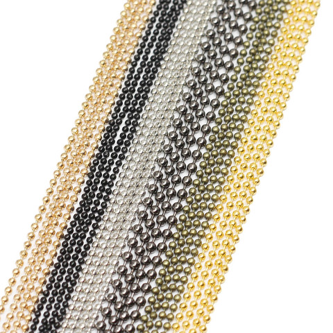 Lot de chaînes de perles en métal couleur Bronze, or, noir, 1.2, 1.5, 2mm, pour bricolage, fabrication de bijoux et accessoires, 5 m/lot ► Photo 1/6