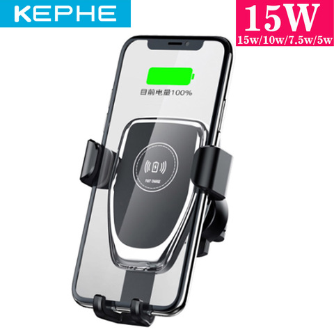 Support de chargeur de voiture sans fil Qi 15W, pour Samsung S10 S20 S9 10W, charge rapide pour iPhone 12 11 X XS MAX XR ► Photo 1/6