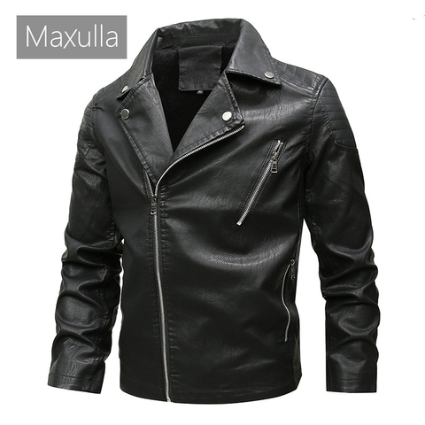 Maxulla hommes veste en cuir synthétique polyuréthane mode hommes Biker en cuir veste manteaux casual Slim Fit Faux cuir Punk moto vestes vêtements 6XL ► Photo 1/6