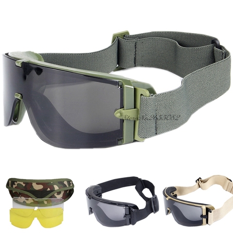 Lunettes tactiques militaires 3 lentilles armée Airsoft balistique lunettes de protection coupe-vent chasse Paintball lunettes militaires ► Photo 1/6