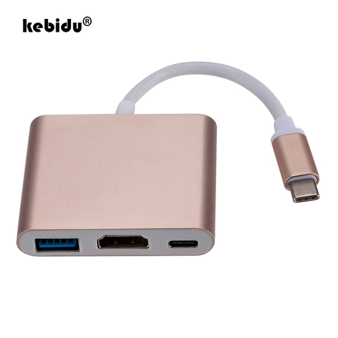 Adaptateur de convertisseur compatible kebidu Type c vers HDMI adaptateur Usbc vers HDMI compatible/USB3.0/Type C moyeu type-c aluminium pour Macbook ► Photo 1/6