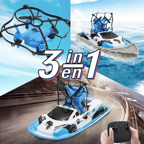 Mini Drone RC 3 en 1, véhicule trivial, quadrirotor, double modèle terre-eau, télécommande, jouets pour enfants ► Photo 1/1