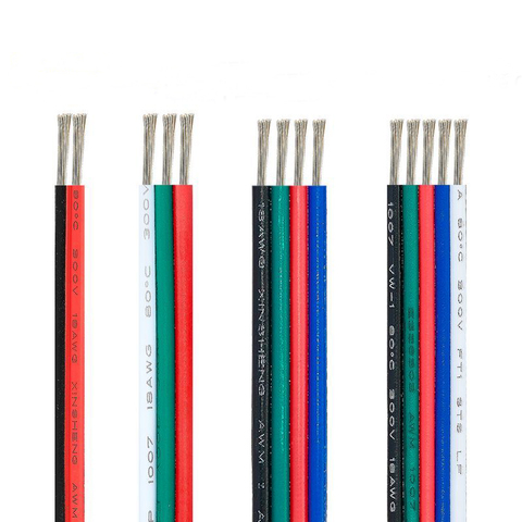 Câble électrique en cuivre étamé de 10m, cordon de 2/3/4/5 broches, 22/20/18awg, pour WS2812B RGB LED ► Photo 1/6