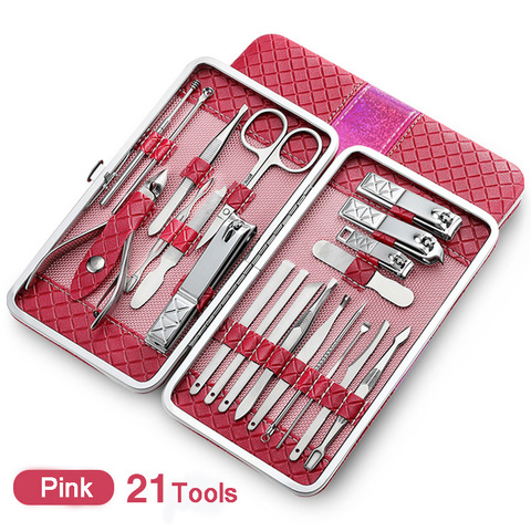 Kit de manucure professionnelle en acier inoxydable, accessoires de pédicure, ciseaux Paronychia, coupe-ongles, 21 pièces/lot ► Photo 1/6