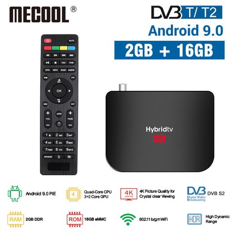 MECOOL 2022 nouveau M8S Plus DVB T/T2 Android 9.0 TV Box Amlogic S905X2 4K H.265 2.4G WiFi décodeur ► Photo 1/6