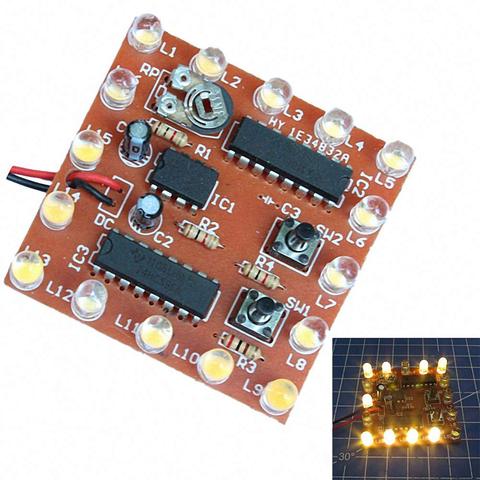 Kit électronique NE555 + 74h595, 16 bits, à monter soi-même, lumière à eau, Module LED, lumière courante, planche de pratique pour le soudage ► Photo 1/6