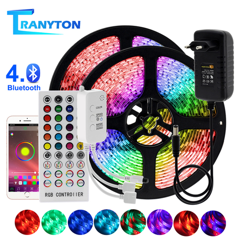 Bande lumineuse RGB LED 5050, 2835, Flexible, 10M 15M 20M 12V, lumière LED, ruban d'éclairage + adaptateur secteur + télécommande musicale Bluetooth ► Photo 1/6