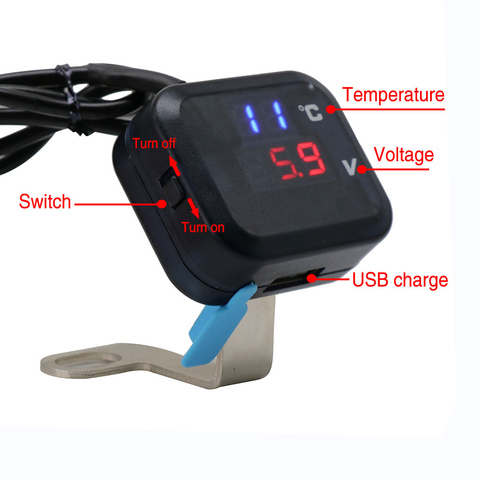 Voltmètre de jauge de température de moto, 2 en 1, LED numérique, plage d'affichage 8.0 ~ 30.0 V DC pour NMAX Yamaha ► Photo 1/6